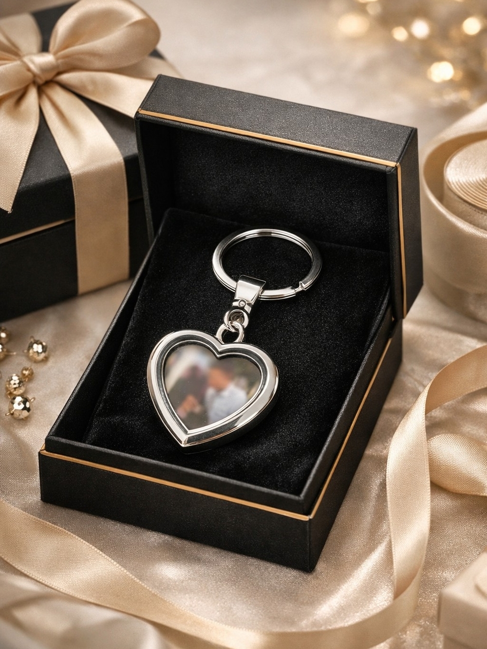 Silver Heart Photo Keychain - Personalized Keepsake